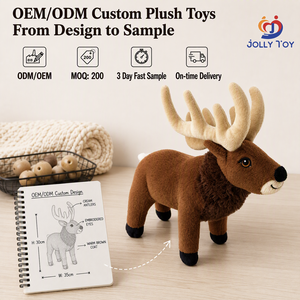 <strong>OPERA</strong> Custom Brown Animal Elk Reindeer Super Soft Plush PP Cotton Embroidered Gloss Lamination Accessories Stuffed Toys Bulk - Product Image 1