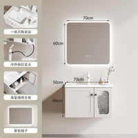 Meuble de salle de bain style crème français, meuble de salle de bain en bois massif avec peinture cuite, lavabo combiné, lavabo intégré en céramique