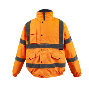 Chaqueta DE TRABAJO amarilla de alta visibilidad de poliéster 100%, ropa de trabajo Bomber de seguridad de alta visibilidad Unisex, uniformes térmicos impermeables para hombres y mujeres - Product Image 3