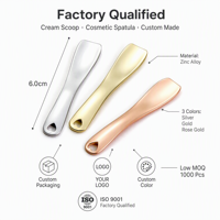 Alat Pengambil Krim Wajah KINWONG Cream Spatula dari Alloy Seng 3 Warna Sendok Kosmetik Perawatan Kulit 6cm Custom OEM Grosir