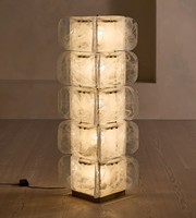 Lampadaire Moderne de Luxe en Acier Inoxydable et Verre, Empilable, Vert Texturé, pour Projet Hôtelier, Salon, Villa
