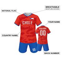 Camisetas de Fútbol Personalizadas de Chile para Niños, Uniformes de Fútbol con Nombre y Número, Conjunto de Camiseta y Pantalones Cortos para Niños y Niñas