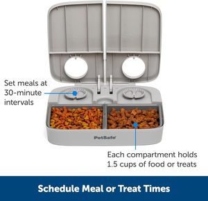 2 refeição programável automático gato cão alimentador Eco-Friendly tigela lenta seca semi-úmido alimento distribuidor 3 xícara/16 onça de plástico - Product Image 3