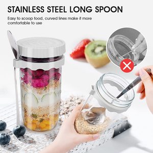 Bocaux <span class=keywords><strong>d</strong></span>'<span class=keywords><strong>avoine</strong></span> de nuit Contenants <span class=keywords><strong>d</strong></span>'<span class=keywords><strong>avoine</strong></span> de nuit avec couvercle <span class=keywords><strong>et</strong></span> cuillère en silicone 16 oz 1oz <span class=keywords><strong>Avoine</strong></span> <span class=keywords><strong>Yaourt</strong></span> Lait Fruits Petit <span class=keywords><strong>d</strong></span>éjeuner Anti-fuite - Product Image 4