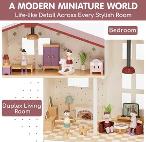 <span class=keywords><strong>Casa</strong></span> de Muñecas de Madera para Niñas, <span class=keywords><strong>Casa</strong></span> de Muñecas Realista, <span class=keywords><strong>Casa</strong></span> de Muñecas de Ensueño para Jugar a las Casitas, Regalo Creativo Ideal para Mayores de 3 Años - Product Image 2