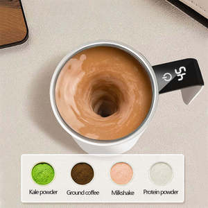 Mug mélangeur intelligent portable en acier inoxydable avec détection de température et agitation automatique pour café - Product Image 3