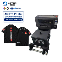 Impressora Automática de Jato de Tinta LETOP DTF 30CM I3200 para Impressão Direta em Tecido, Nova Condição, Impressora Direta para Camisetas XP600
