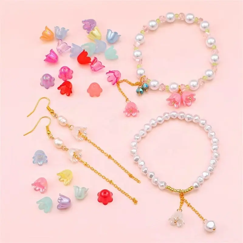 2022 vendita calda 8*11mm perline di plastica fiore acrilico per la creazione di gioielli orecchino collana braccialetto