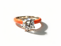 Bague de promesse solitaire Linyang S925 en argent sterling avec moissanite à 6 griffes et bande émaillée haute brillance, bijoux personnalisés multicolores GRA