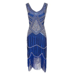 Robe rétro des années 1920 à franges, sans bretelles, en satin, robe vintage de club, costume de scène - Product Image 5