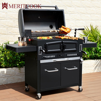 Barbecue Grill Portable à charbon de bois, grand outil pour l'extérieur, chariot en fonte robuste, Grill avec rôtissoire