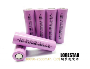 3c קצב 18650 3.7v 2500mah l-18650 נטענת סוללת ליתיום-יון גלילית ביצועים גבוהים 3.7v סוללת 2500mah lill-ion - Product Image 2