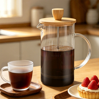 Presse à thé en verre borosilicate Tenrey avec couvercle en bambou et filtre en acier inoxydable 304, presse française