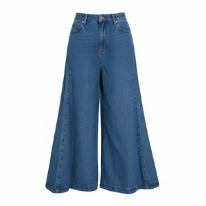 Pantalones y pantalones de mujer de alta calidad Piernas anchas Palazzo Blue Denim Slim Fit Vintage Casual Moda Ventas completas - Product Image 1