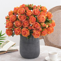 AR-734 bord brûlé 13 têtes bouquet de roses bulgares fleurs artificielles Bouquet de fleurs pour accessoires de photographie