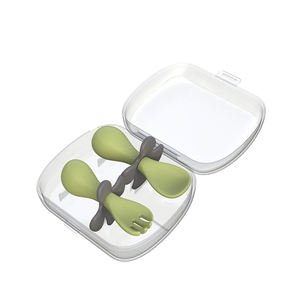 Cuchara de Aprendizaje para Bebés, Primera Etapa, Personalizada, de Plástico, Portátil, <span class=keywords><strong>Cubiertos</strong></span> para Niños Pequeños, Cuchara y Tenedor en Una Sola Caja - Product Image 3