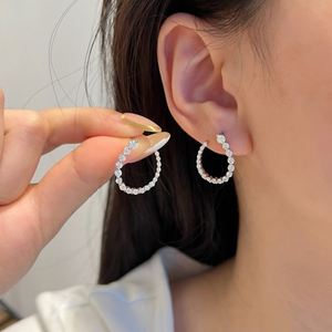 Dylam Classic Design <b>Fine</b> 925 Sterling Silver Sparkle D Color VVS1 Moissanite Stones U-shaped <b>Stud</b> <b>Earrings</b> for Women - Product Image 2