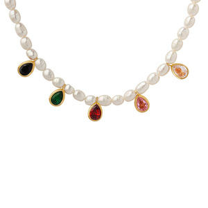 Collar con Colgante de Perla de Agua Dulce Natural y Cristal Colorido en Forma de Gota de Agua para Mujer, Regalos Delicados para Fiestas, Joyería Original Hecha a Mano - Product Image 6