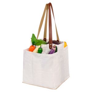 Wholesale Custom Logo Multi-Compartment Canvas Grocery <b>Tote</b> <b>Bag</b> <b>with</b> Front and Side <b>Pockets</b> for Market Shopping - Product Image 2