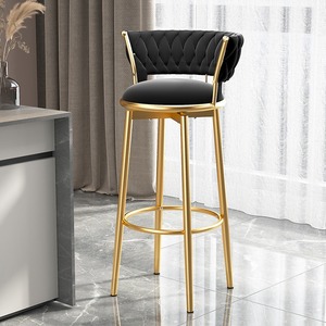 WDY Nuevas Sillas de Barra Altas con Respaldo Bajo, Giratorias, de Terciopelo Dorado, para <span class=keywords><strong>Isla</strong></span> de Cocina - Product Image 4