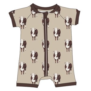 Batı özel baskı 95% bambu 5% viskon kısa kollu tek parça uyuyan bebek kız erkek bambu 2- Way Zip Shorties Zippy Romper - Product Image 3