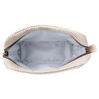 Sac cosmétique personnalisé en seersucker, sac de toilette portable de voyage, sac à maquillage rayé pour femmes