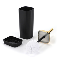 Ensemble d'accessoires de salle de bain de luxe en plastique, 6 pièces, style moderne, métal élégant, noir mat et or, pour la maison