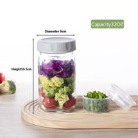 Stoples Salad Kaca Bebas BPA 2026 yang Ditingkatkan dengan Wadah Saus Basah & Kering, Portabel & Anti Bocor, Dapat Disesuaikan.