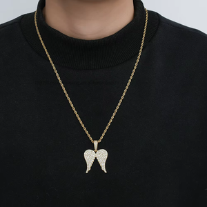 Wings Pendant, Hip Hop Jewelry <b>Copper</b> Inlaid Zircon Wings, Complete Pair of Wings Pendant - Product Image 4
