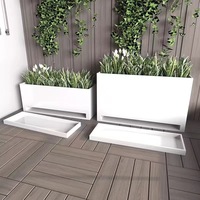 Bac à fleurs en métal d'extérieur avec plateau de drainage, moderne, carré, pour jardin, patio, taille et hauteur personnalisables, pour balcon, toit, usage commercial