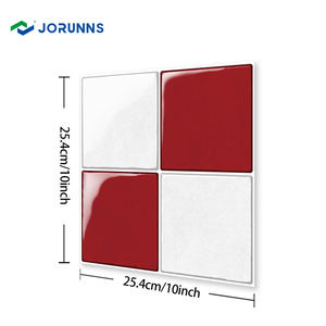 Jorns วอลล์เปเปอร์สี่เหลี่ยมสีแดงและสีขาวทันสมัยร้านอาหารเรียบง่ายห้องครัวห้องน้ำพื้นหลัง3D ลอกติดกระเบื้องผนัง - Product Image 3