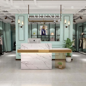Mostrador de Recepción con Efecto Mármol, Mostrador de Bienvenida para Oficina, Vestíbulo, Hotel, Sala de Exposiciones - Product Image 3