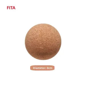 8cm Laser Engrave Custom LOGO Round Therapy Back Muscle Relax 8 cm Sports Natural Fascia Cork Fitness Roller Yoga Massage Ball