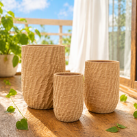 Set Pot Bunga Fiber Clay Grosir Ukuran Sesuai Pesanan, Dekoratif untuk Rumah, Taman, dan Meja