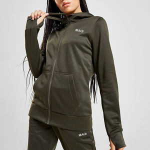 China cheap low moq women winter tracksuit thick warm blank women 2 piece jogging suit sets - Product Image 5