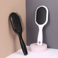 Brosse à cheveux magique personnalisée, petite, carrée, noire, avec poignée en plastique et ouverture de ventilation pour salon