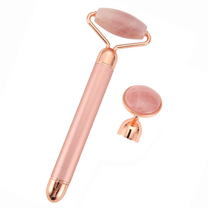 Amazon Chaud 2 EN 1 Rose Quartz Visage Anti-Vieillissement Thérapie Faciale <span class=keywords><strong>Masseur</strong></span> Électrique Vibrant Rouleau de <span class=keywords><strong>Jade</strong></span> - Product Image 3