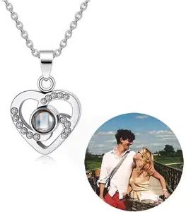 Qiuhan OEM personalizzato personalizzato foto 100 lingua proiezione cuore ciondolo collana gioielli da donna