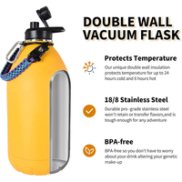 Bouteille d'eau de sport pour le voyage et le camping en plein air, grande capacité 64 oz, avec gobelet isotherme en acier inoxydable 304 pour le cross-country.