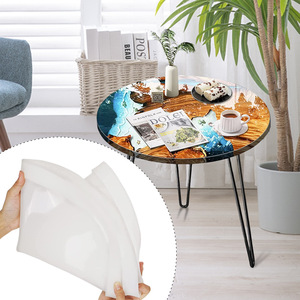 Outils d'application de colle de table de sable d'écoulement de résine époxy bricolage bureau multi-taille ronde rivière table moules en silicone - Product Image 1