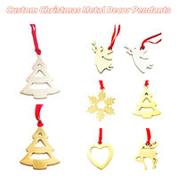 Ornements de Noël personnalisés en métal, découpés miroir or et argent, pendentifs décoratifs pour sapin de Noël, cadeau de fêtes personnalisé