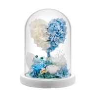 TC Mini mezcla de colores flor eterna árbol de amor en cúpula de cristal decoración para el Día de San Valentín cumpleaños Rosa preservada y regalo de plantas