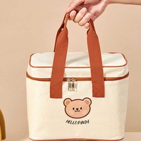 Sac isotherme long et fin personnalisé en tissu 4200 résistant aux taches, boîte isotherme avec fermeture éclair circulaire pour grand récipient à déjeuner
