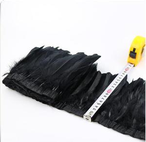 Bordures en plumes d'oie naturelles <span class=keywords><strong>pas</strong></span> chères pour costumes, franges en plumes d'oie teintes vert foncé pour jupes avec ruban de <span class=keywords><strong>satin</strong></span> - Product Image 3
