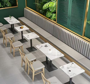 เฟอร์นิเจอร์ร้านอาหาร PU และหนังสั่งทำจากโรงงาน โซฟาขอบโค้งขายดีสำหรับร้านกาแฟและร้านอาหารทั้งในร่มและกลางแจ้ง - Product Image 1