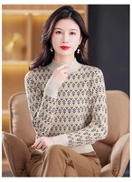 Pull col roulé chaud en viscose jacquard 400g tricoté à la machine pour femme grande taille, style Normcore/Minimaliste, avec logo au dos