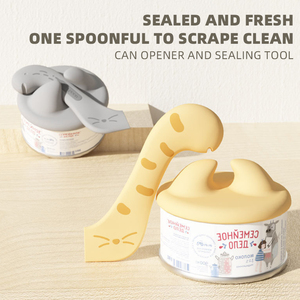 Cuillère à friandises pour chat avec poignée ergonomique, écologique, avec couvercle en silicone, ouvre-boîte pour chat, cuillère mignonne en forme de patte pour aliments humides - Product Image 3