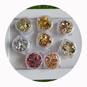 Móng tay phụ kiện nghệ thuật vàng Bạc đồng lá Sequins long lanh lá Flake tấm số lượng lớn lá giấy cho mạ vàng làm móng tay trang trí - Product Image 6