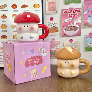 Dragon Nest Mushroom Ceramic <b>Mug</b> With Lid 401-500ml Large Capacity For Home Couples Gift - Product Image 5