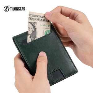 TILONSTAR TVW102 Personalized Logo Leather Money Clip Bank Credit Business Card Holder <b>RFID</b> Blocking ID <b>Wallet</b> - Product Image 1